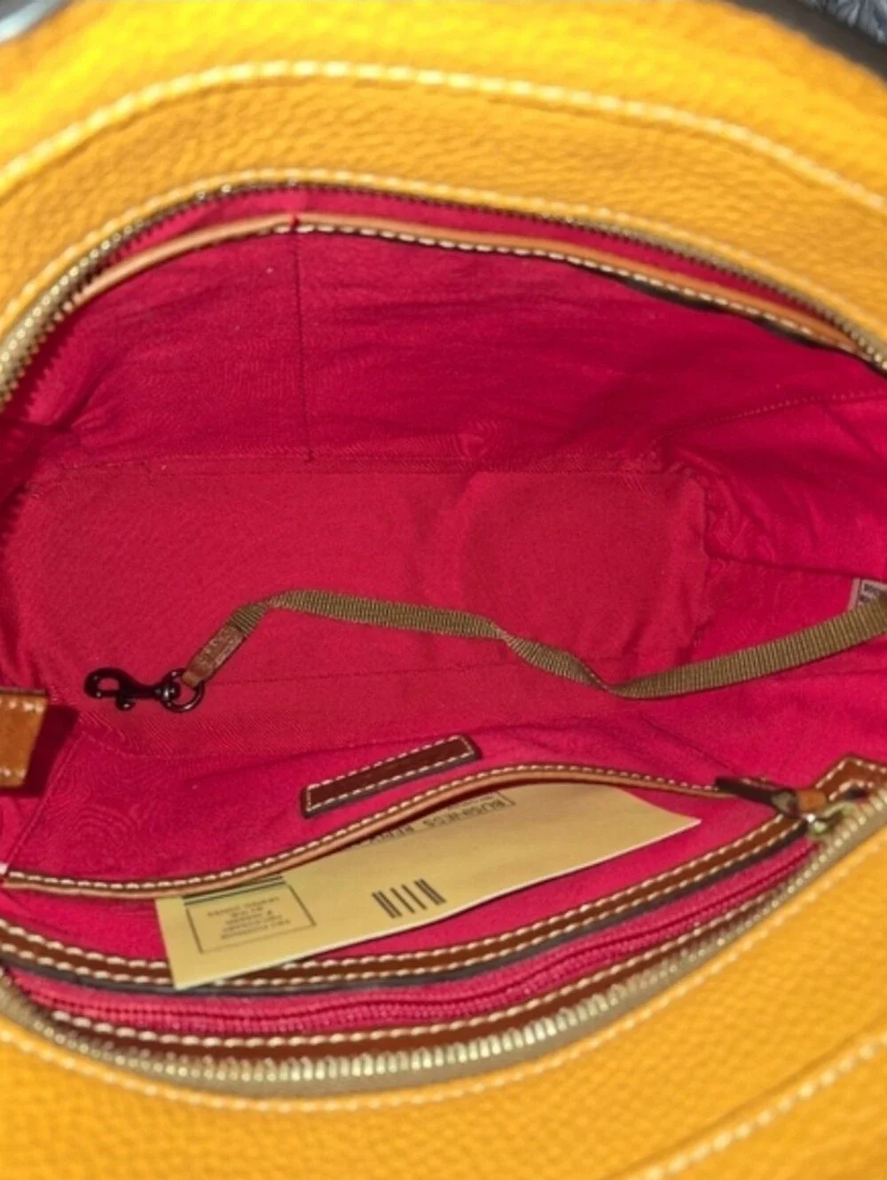 Dooney & Bourke Lexington Pebbled Leather Tote Mustard Yellow Shopper Bag